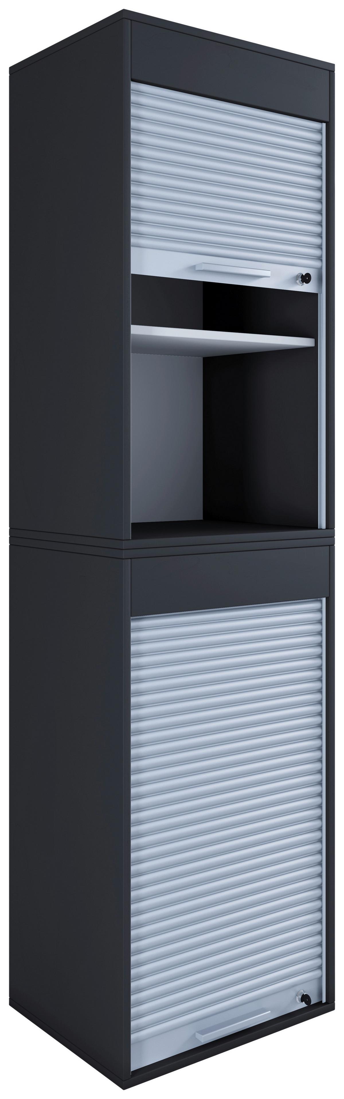 Pisarniška Omara Aktos Xl, Črna, Siva - siva/črna, Moderno, umetna masa/leseni material (50/186/40cm) - MID.YOU