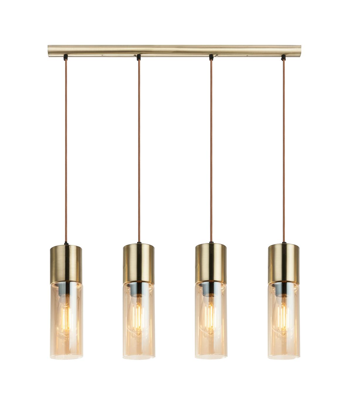 Hängeleuchte 21000-4HM in Messingfarben max. 25 Watt - Messingfarben, KONVENTIONELL, Glas/Metall (80/9/156cm) - Globo