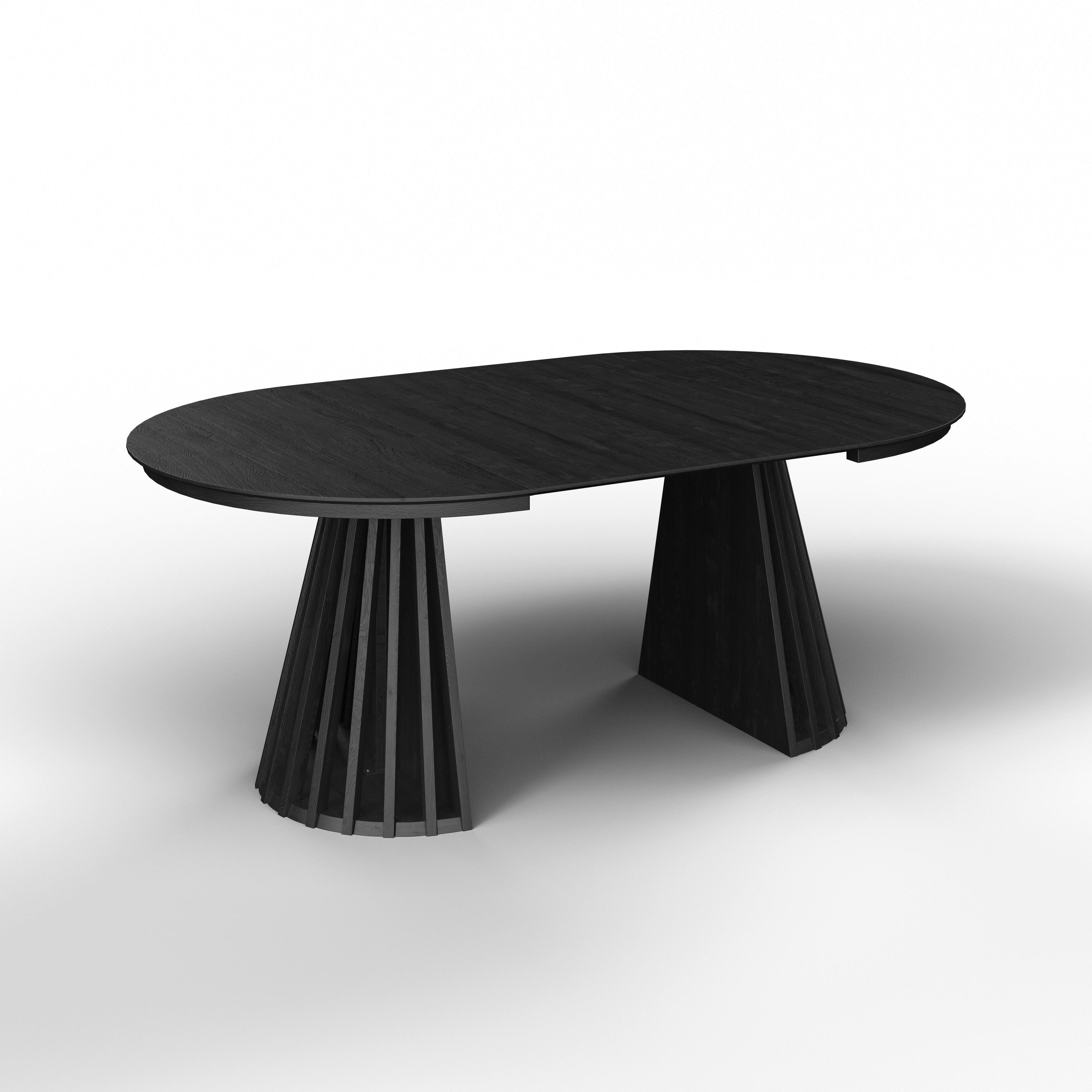 STÓŁ ROZSUWANY ENNIO - czarny, Modern, materiał drewnopochodny/drewno (120-160/76/120cm) - Bessagi Home