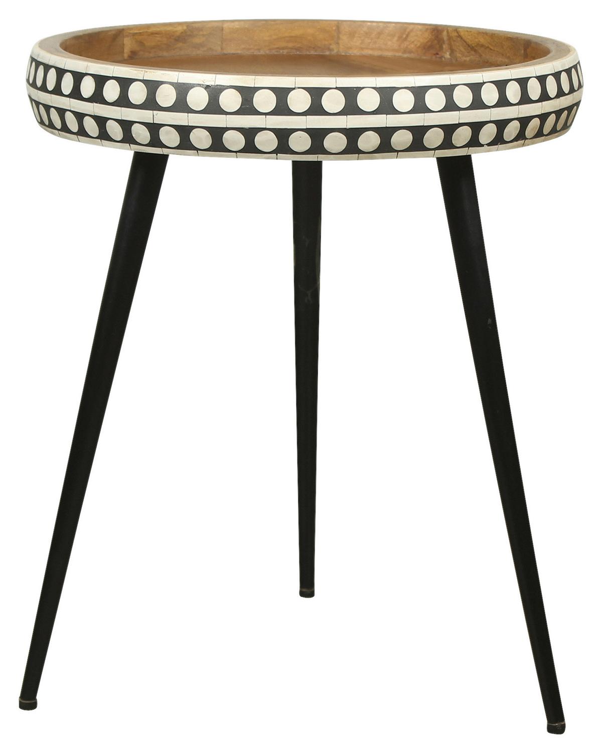 Beistelltisch Jana ca.35x42x35cm Mangoholz massiv - Schwarz/Naturfarben, MODERN, Holz/Metall (35/42/35cm) - MID.YOU