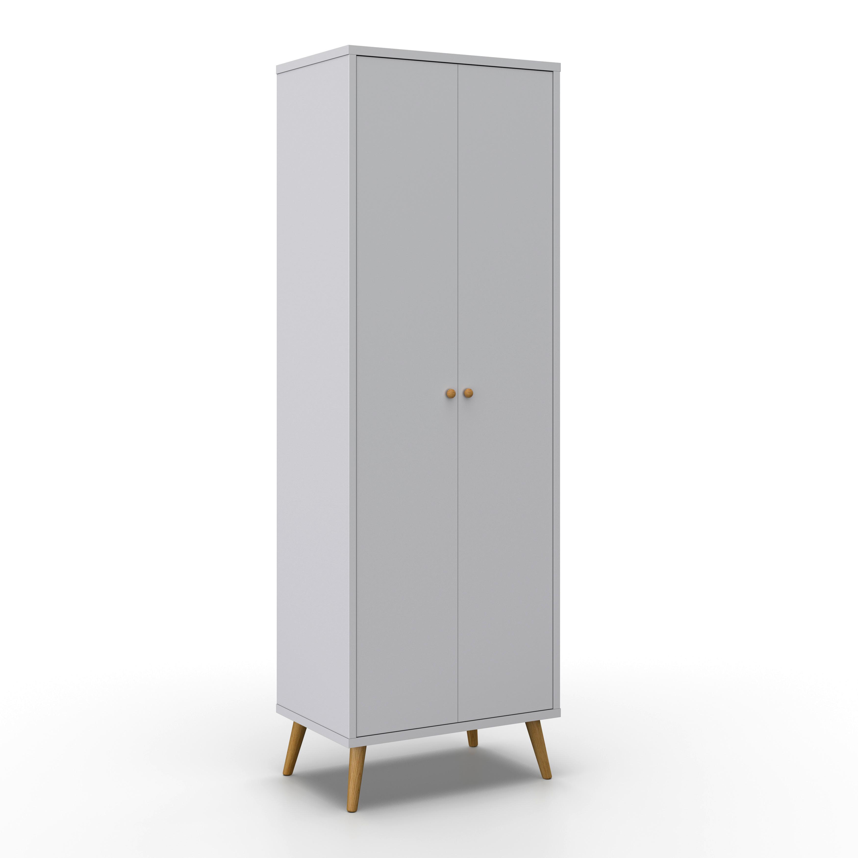 DREHTÜRENSCHRANK in Weiss "Ludo" - Weiss/Naturfarben, Modern, Holz/Metall (60/180/40cm) - Bessagi Home