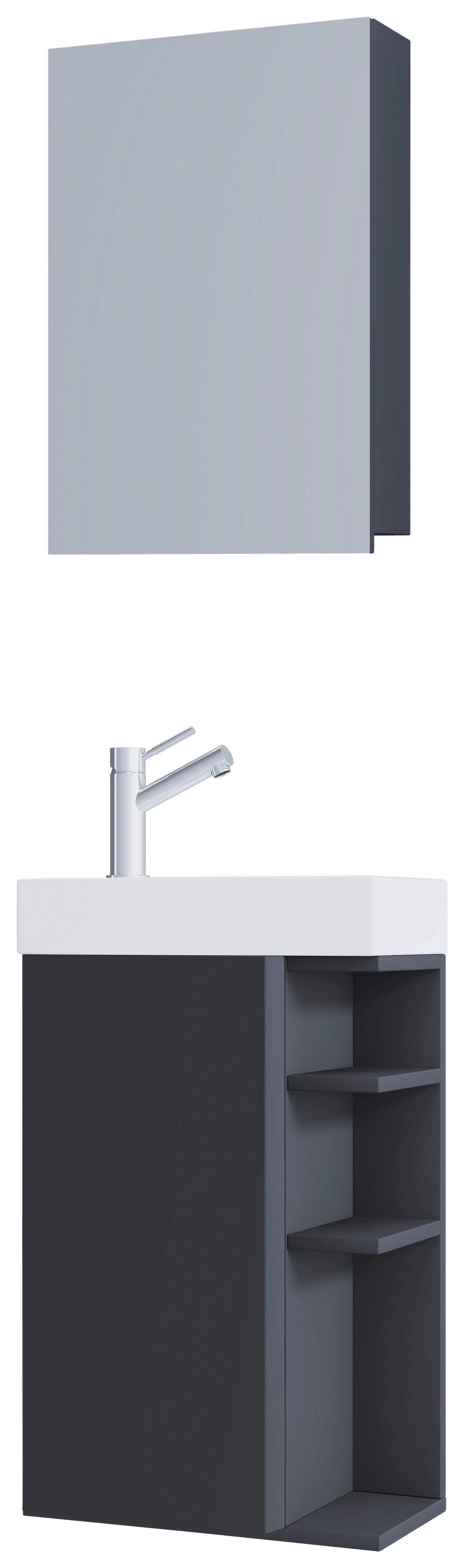 GÄSTEBAD LUMIA - Weiss/Anthrazit, Modern, Glas/Keramik (40cm) - MID.YOU