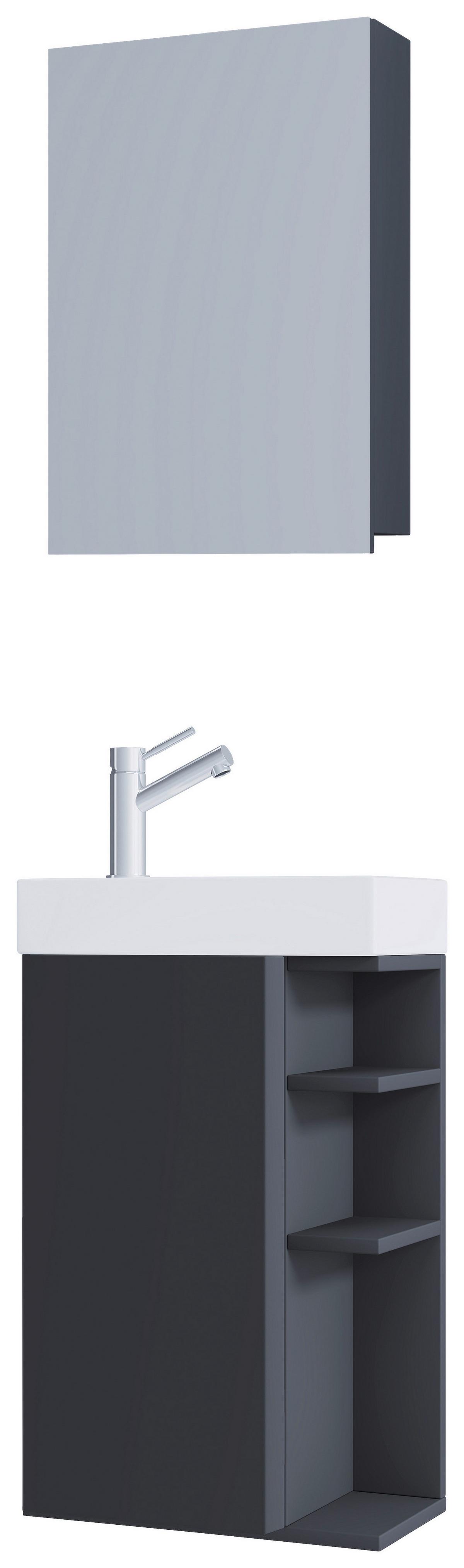 GÄSTEBAD LUMIA - Weiss/Anthrazit, Modern, Glas/Keramik (40cm) - MID.YOU