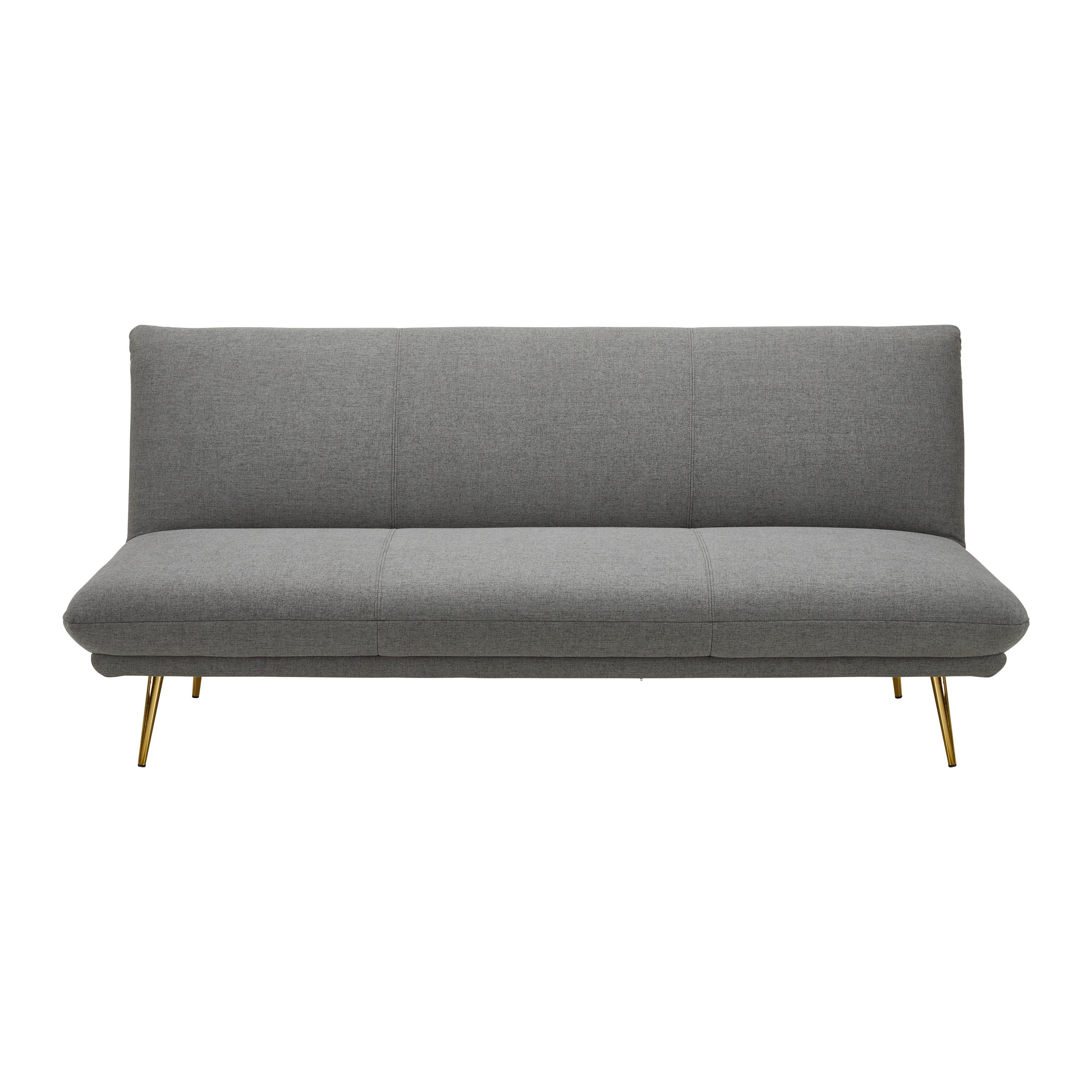 Schlafsofa Ben Grau Webstoff - Goldfarben/Grau, MODERN, Holz/Textil (186/82/85cm) - Bessagi Home