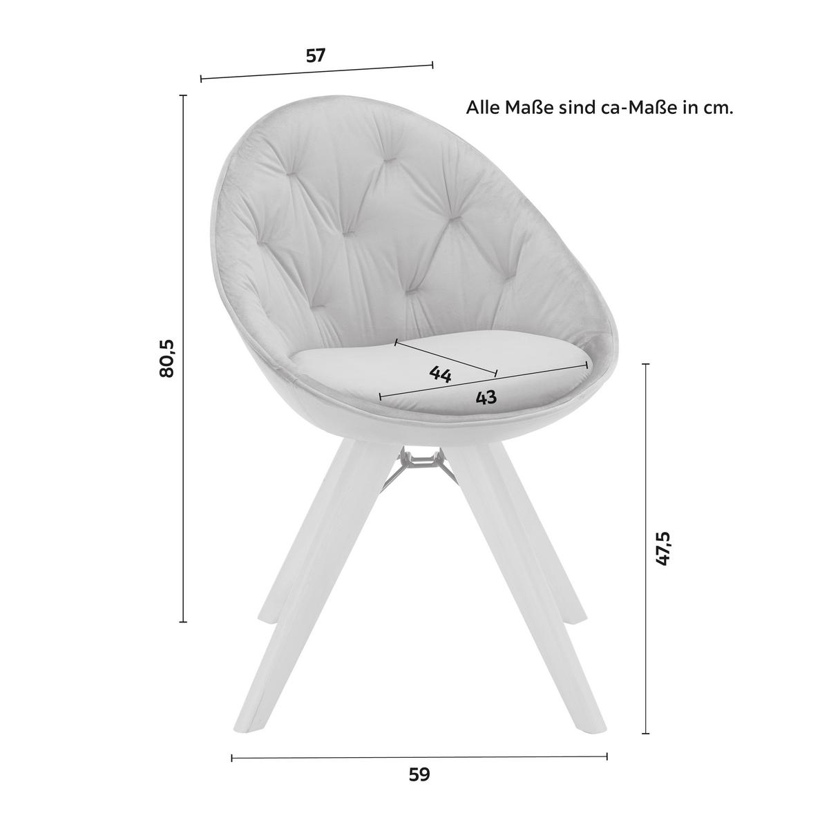 Stol Daria, Siva, Žamet, Vrtljiv - temno siva/barve bukve, Moderno, kovina/tekstil (57/80,5/59cm) - Bessagi Home