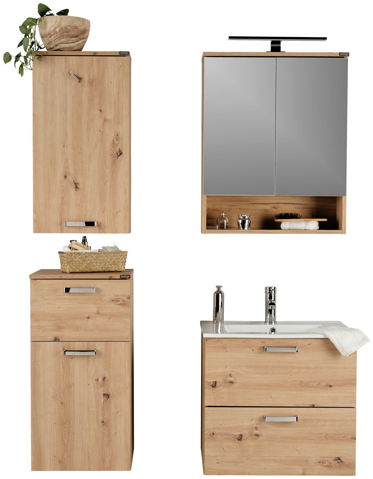 Donji Element Za Umivaonik Fresh - bijela/hrast Artisan, Konvencionalno, drvni materijal/metal (61/56/47cm) - Modern Living