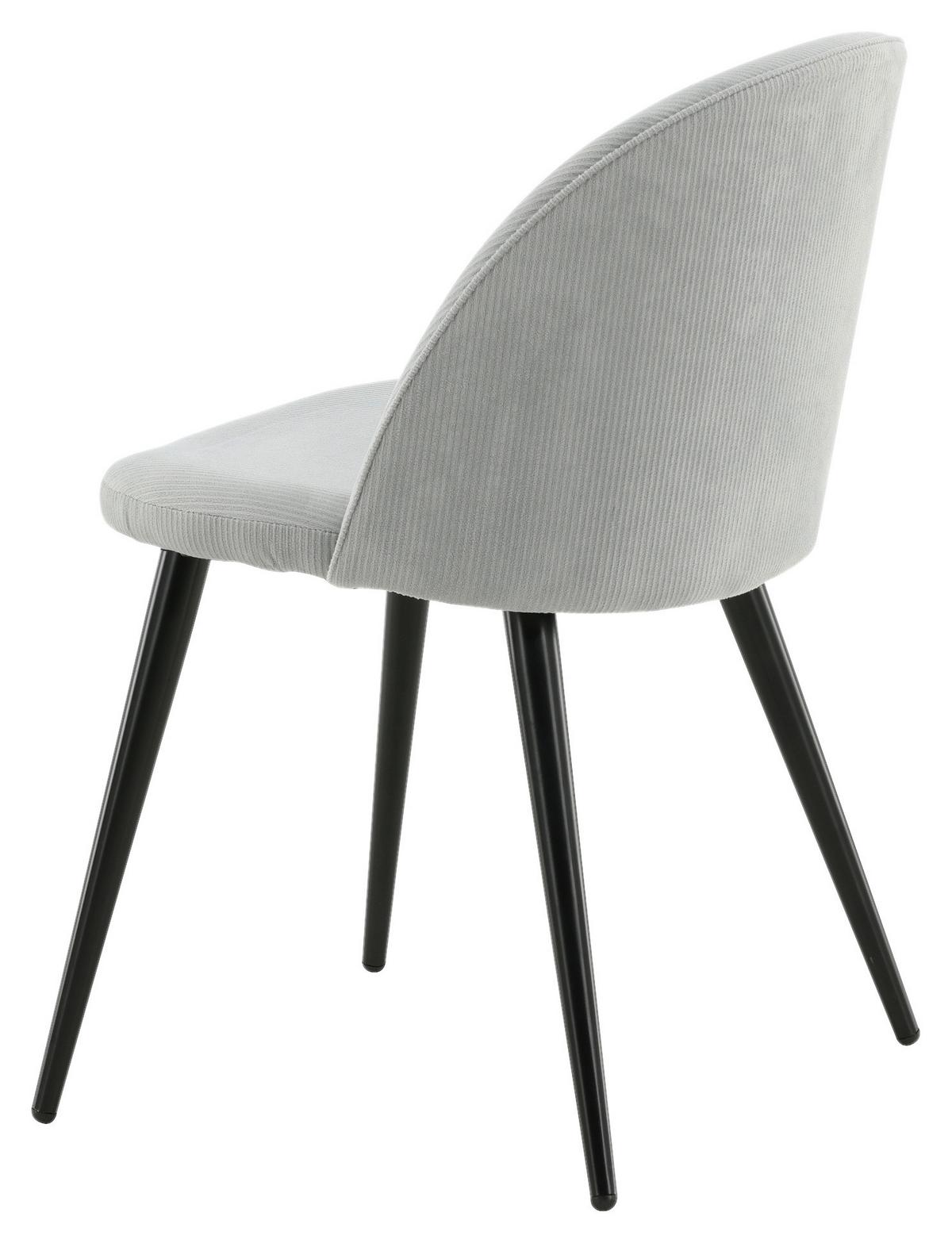 STUHL-SET VELVET - Schwarz/Grau, Design, Textil/Metall (57/76,5/50cm) - Livetastic