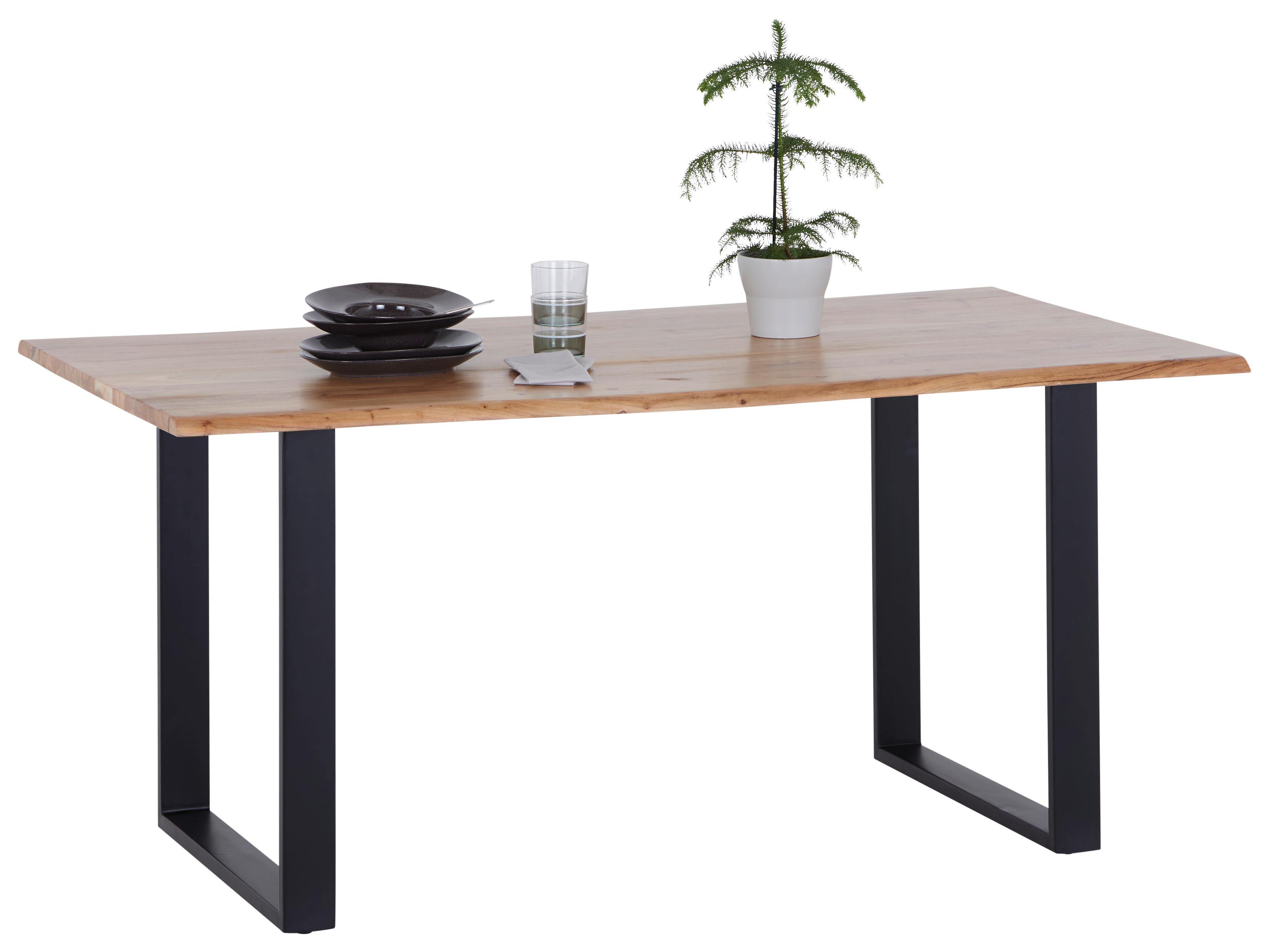 Jedilna Miza Mundra, Masivno, 160x90 - črna/barve akacije, Konvencionalno, kovina/les (160/76/90cm)