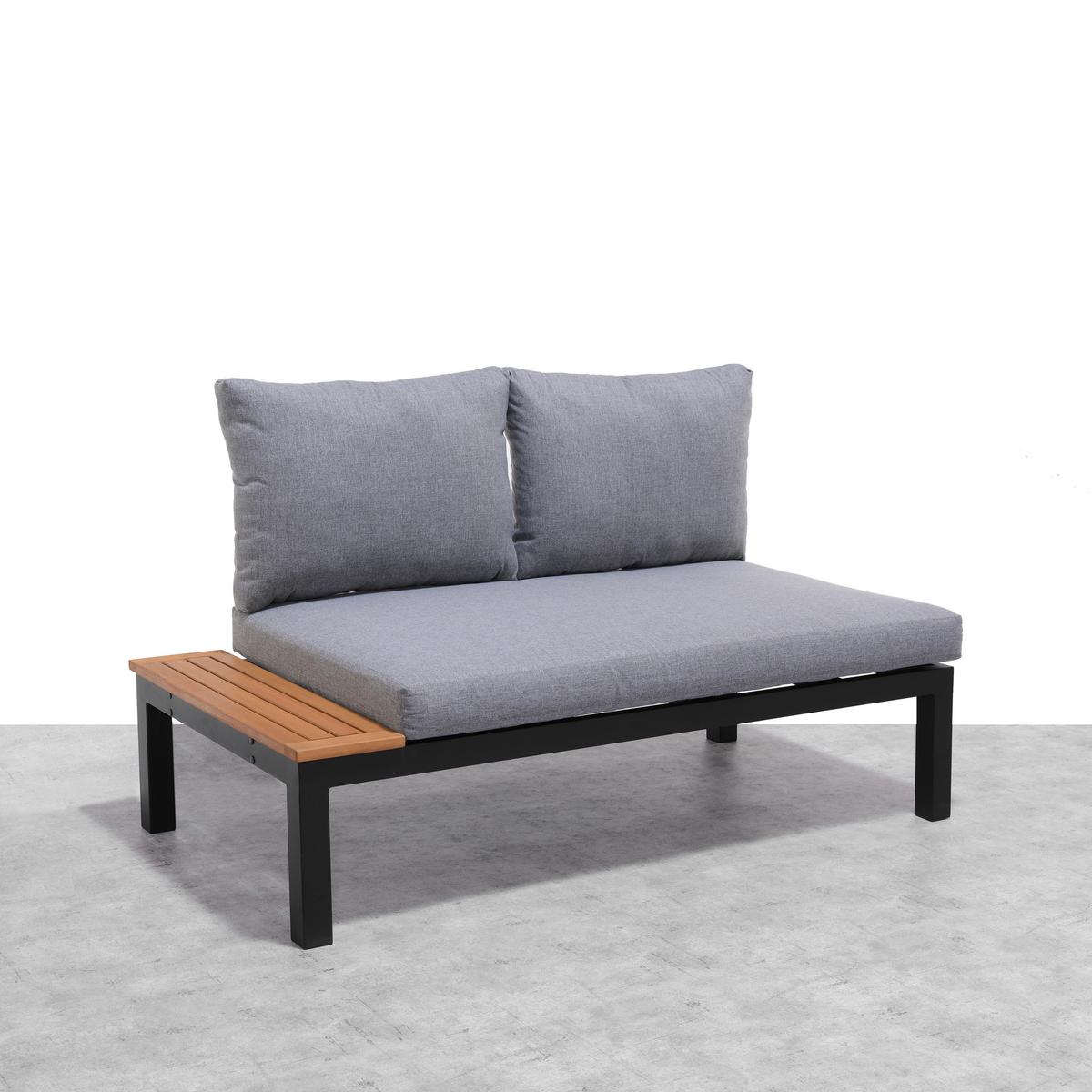 Loungegarnitur Julian 2 Grau/Schwarz Echtholz - Schwarz/Braun, MODERN, Holz/Metall (138,2/73/76,6cm)