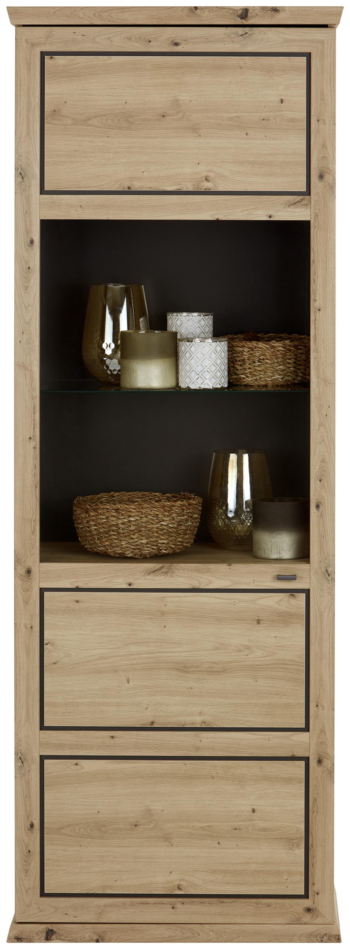 Vitrina Harvey, Barva Hrasta, Antracit - barve hrasta/antracit, Trendi, kovina/steklo (64,2/209,2/43cm) - Mömax