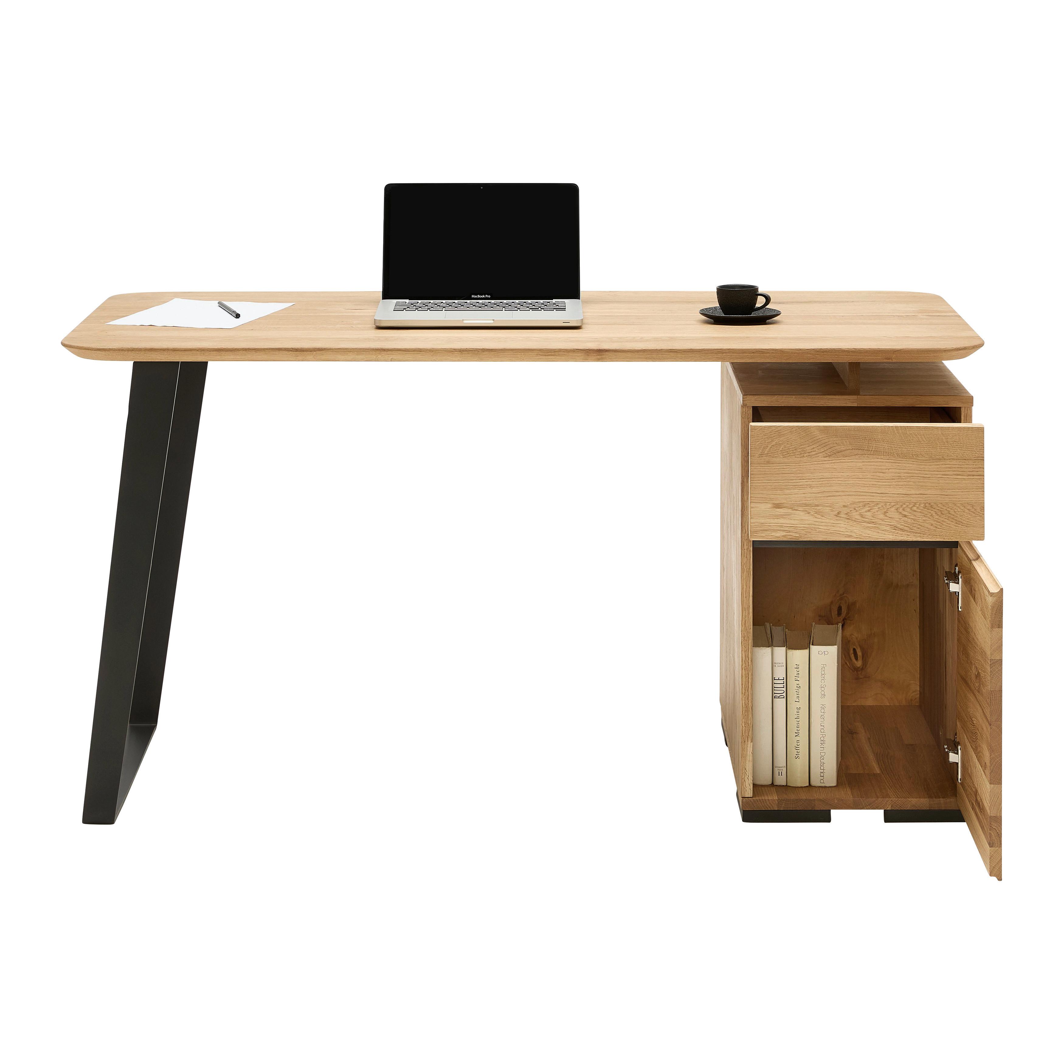 SKRIVBORD ALBERO - svart/naturfärgad, Modern, metall/trä (140/65/77cm) - Based