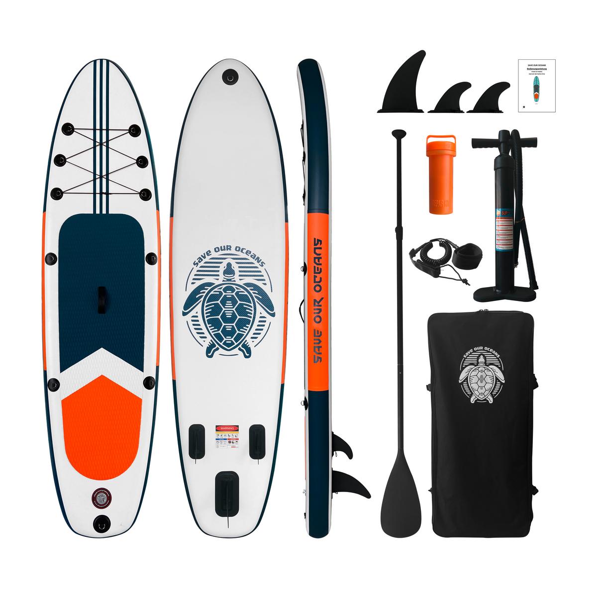 Stand-Up Paddle Board Turtle 3 aus Kunststoff - Blau/Weiss, Konventionell, Kunststoff (290/75/15cm)