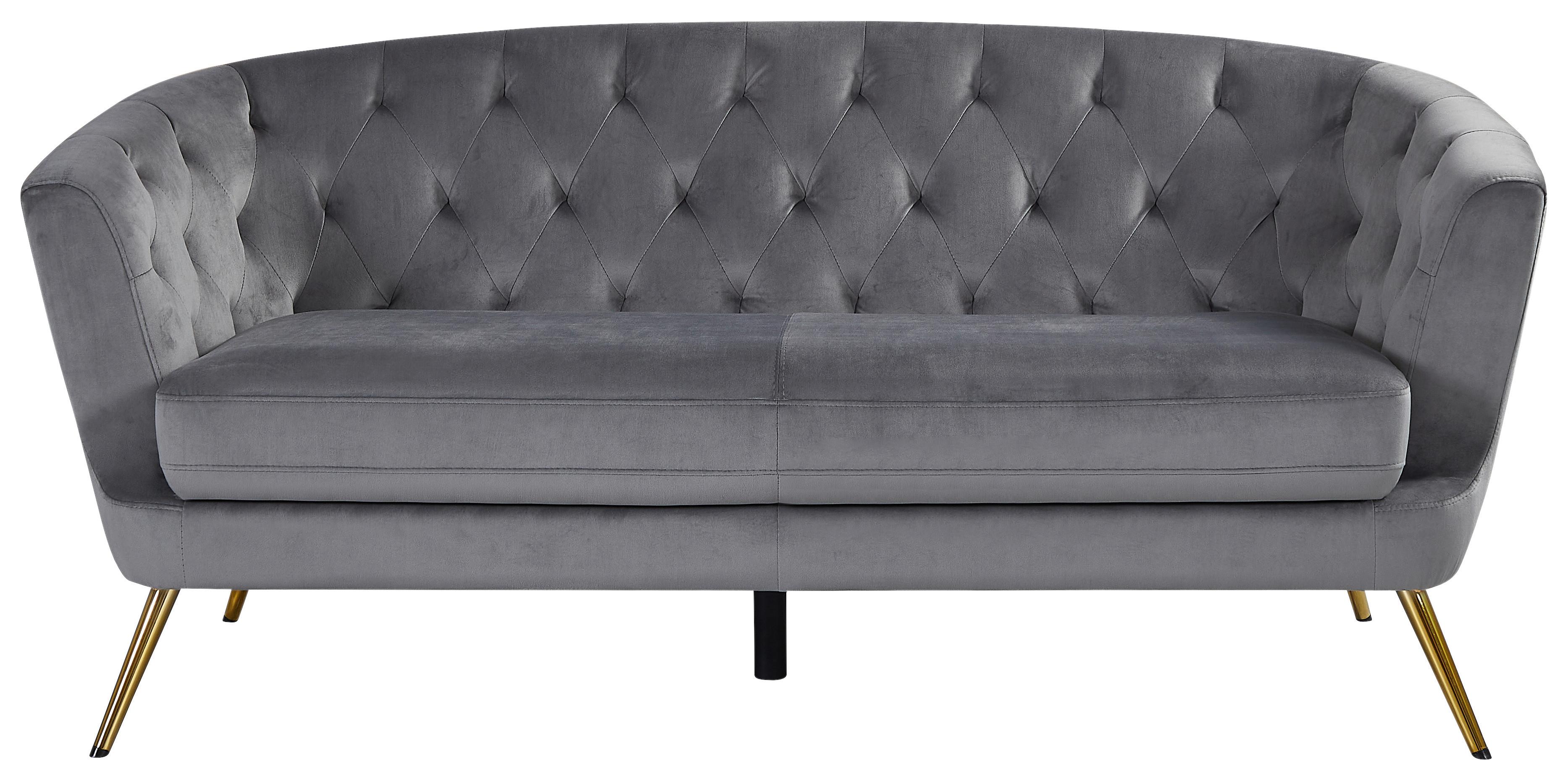 Trosed Lita, Siva, Žamet - zlate barve/siva, Moderno, kovina/tekstil (183/78/83cm) - Ti'me