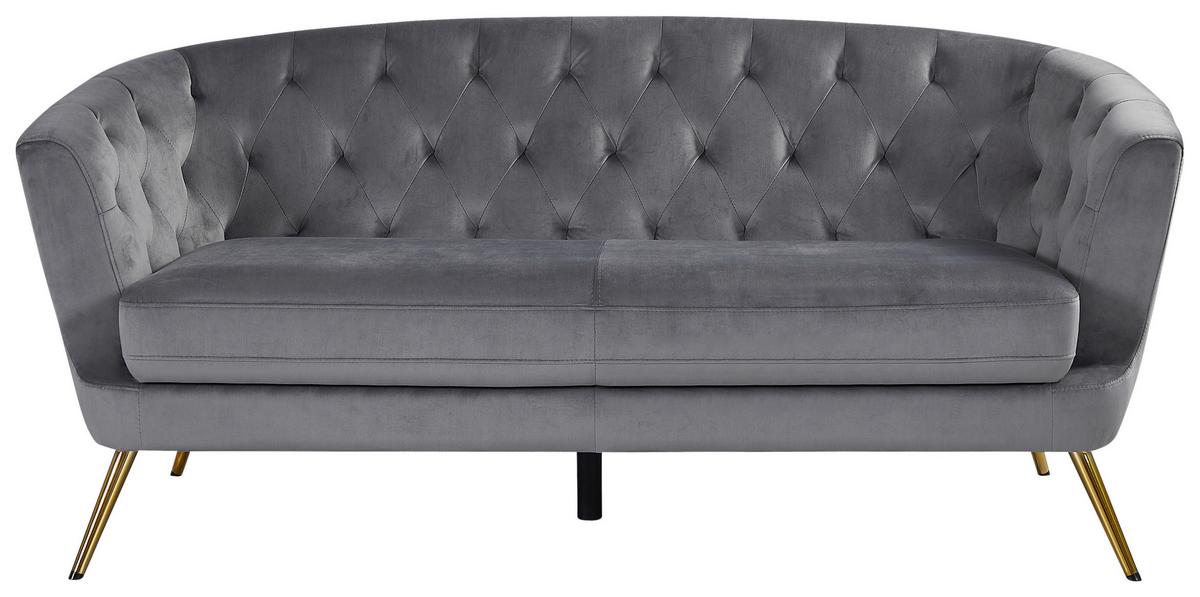 Trosed Lita, Siva, Žamet - zlate barve/siva, Moderno, kovina/tekstil (183/78/83cm) - Ti'me
