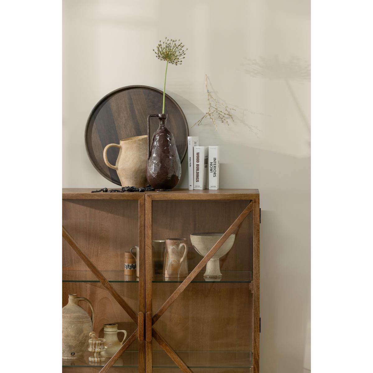 Vitrine Kella Dunkelbraun B: 100 cm - Dunkelbraun, Design, Glas/Holz (100/132/44cm) - Livetastic