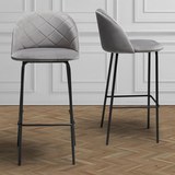 Barhocker Matilda - Schwarz/Grau, MODERN, Textil/Metall (48/103/53cm) - MÖMAX modern living