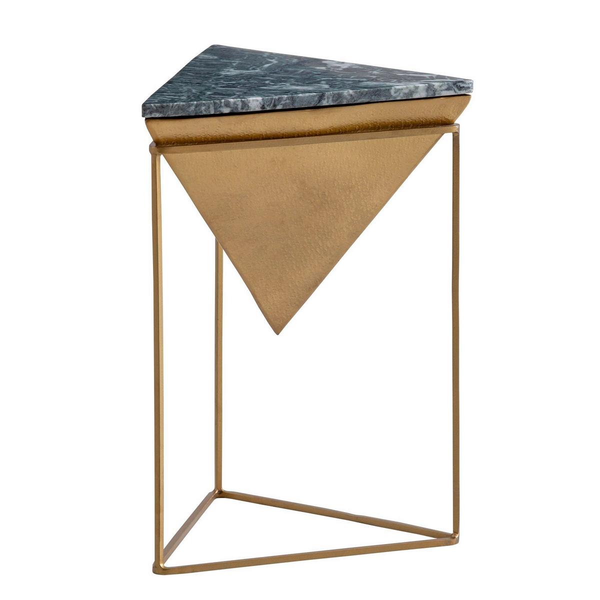 BEISTELLTISCH WL7.213 - Goldfarben/Grün, Design, Stein/Metall (37/37/53cm) - Livetastic
