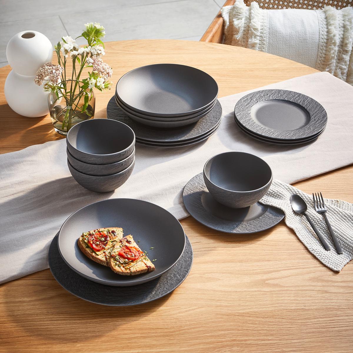 SERWIS OBIADOWO-ŚNIADANIOWY MANUFACTURE ROCK VILLEROY&BOCH - czarny, Design, ceramika - Villeroy & Boch