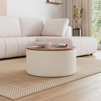 Couchtisch mit Stauraum Elliot Bouclé Weiß - Naturfarben/Weiß, MODERN, Holz/Holzwerkstoff (70/35cm) - Bessagi Home