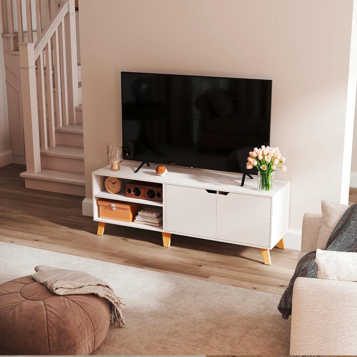TV-Element in Weiß Hellbraun ca. 140x45x40 cm - Hellbraun/Weiß, Trend, Holzwerkstoff (140/45/40cm) - MID.YOU
