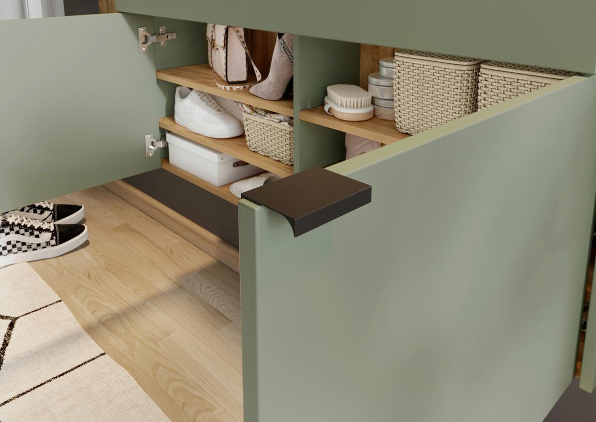 SZAFKA NA BUTY GW-AMECA - kolor dębowy/czarny, Design, materiał drewnopochodny/metal (110/57/22cm)