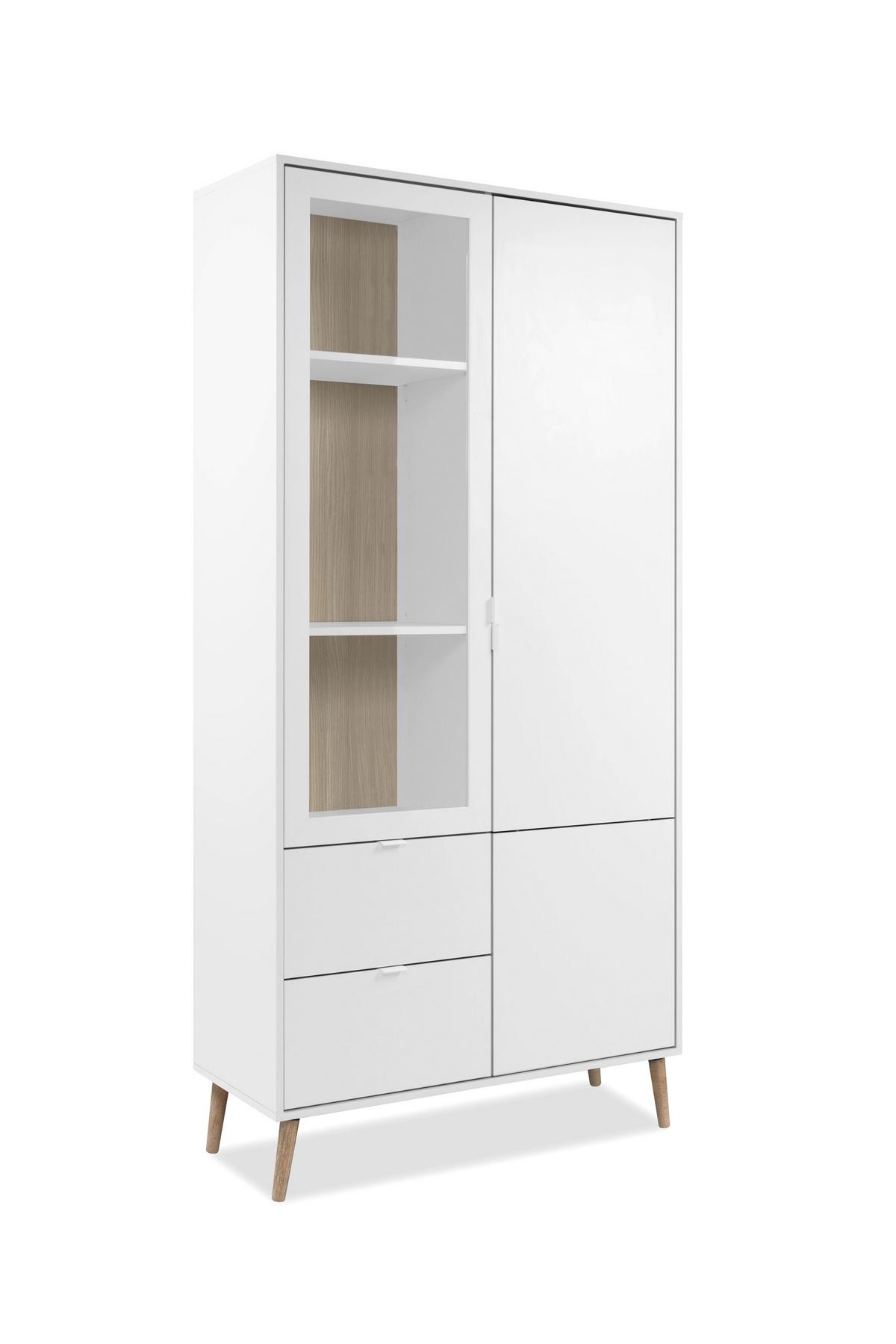 WITRYNA SOMA 52A VITRINE - kolor dębowy/biały, Design, materiał drewnopochodny/tworzywo sztuczne (92/190/40cm) - MID.YOU