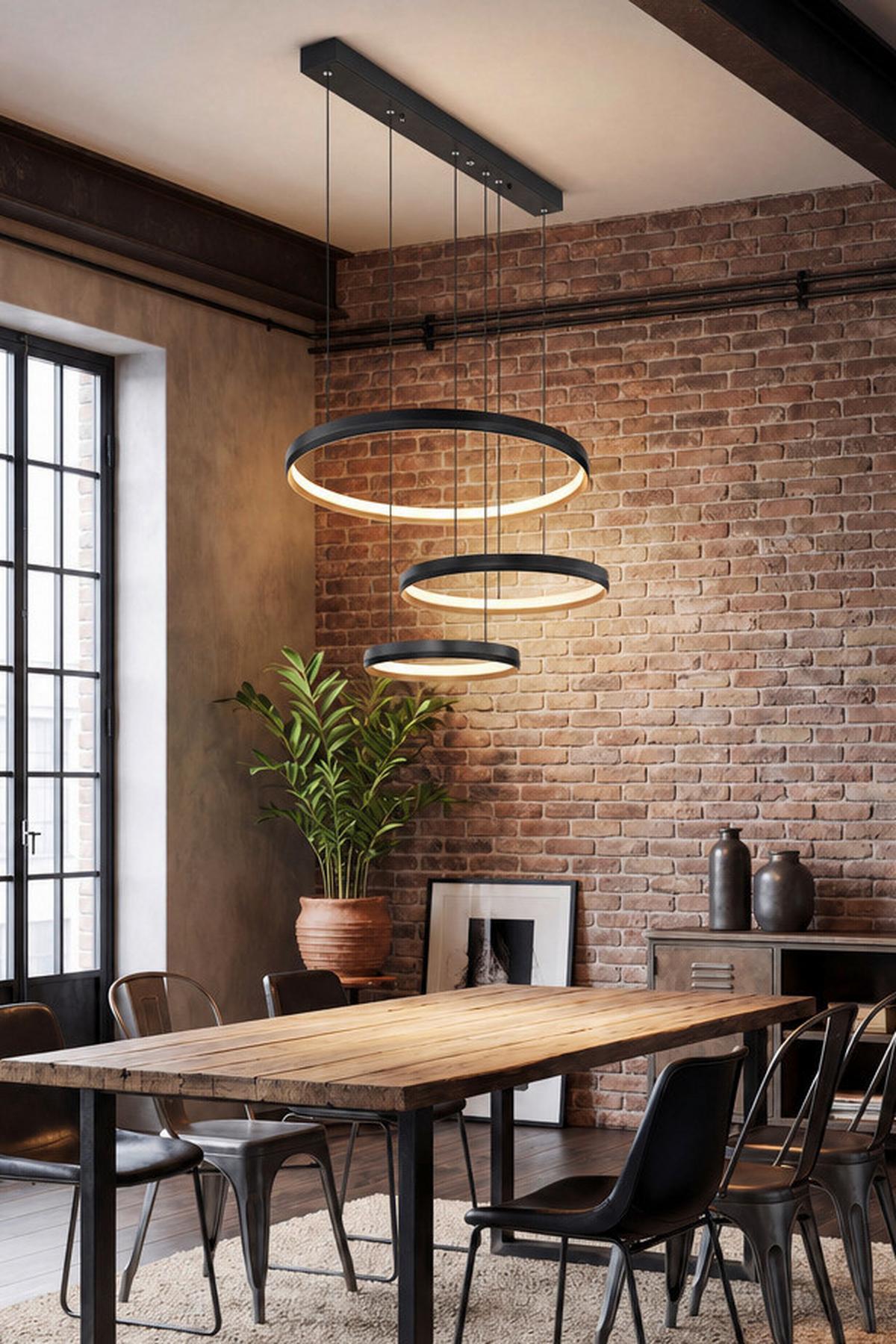 Led Függőlámpa 67193-55h - fekete/opál, Design, műanyag/fém (76,7/50,3/150cm) - Globo