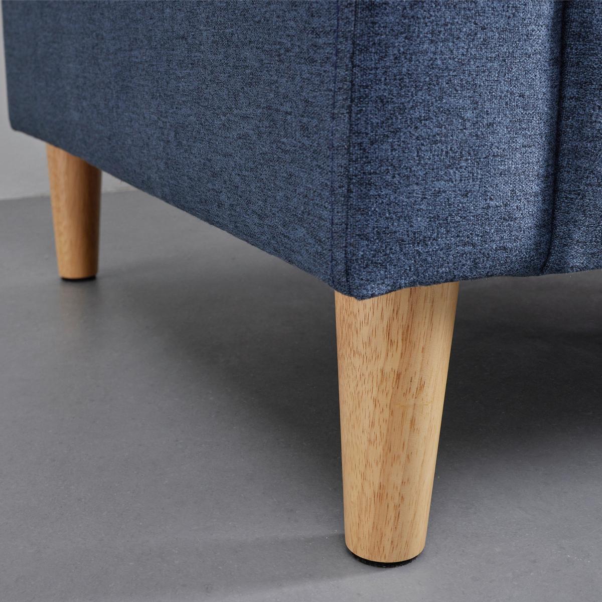 Wohnlandschaft Noemie Blau Webstoff - Blau/Naturfarben, MODERN, Holz/Textil (198/86/135cm) - Bessagi Home