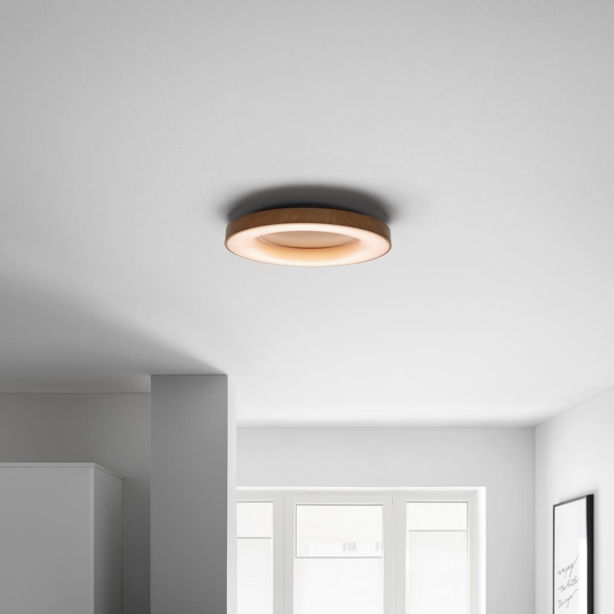 LED Mennyezeti Lámpa Luzia - tölgyfa színű/fehér, műanyag/fém (60/10cm) - Premium Living