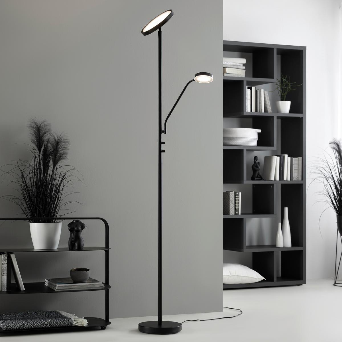 LED-Stehleuchte Minn max. 23,4 Watt - Schwarz/Weiß, MODERN, Glas/Kunststoff (26/180cm) - Modern Living