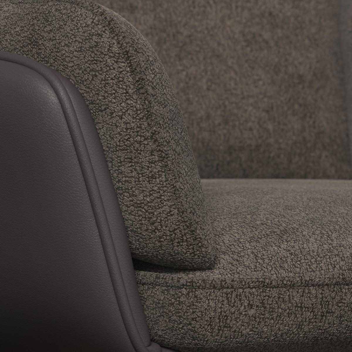 Armlehnstuhl Alja Braun Bouclé/Mikrofaser Drehbar - Buchefarben/Braun, MODERN, Holz/Textil (66/89/62cm) - Bessagi Home