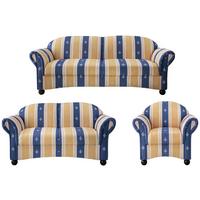 Sitzgarnitur Torello Blau Mikrofaser - Blau/Wengefarben, KONVENTIONELL, Holz/Textil (439/84/80cm) - Livetastic