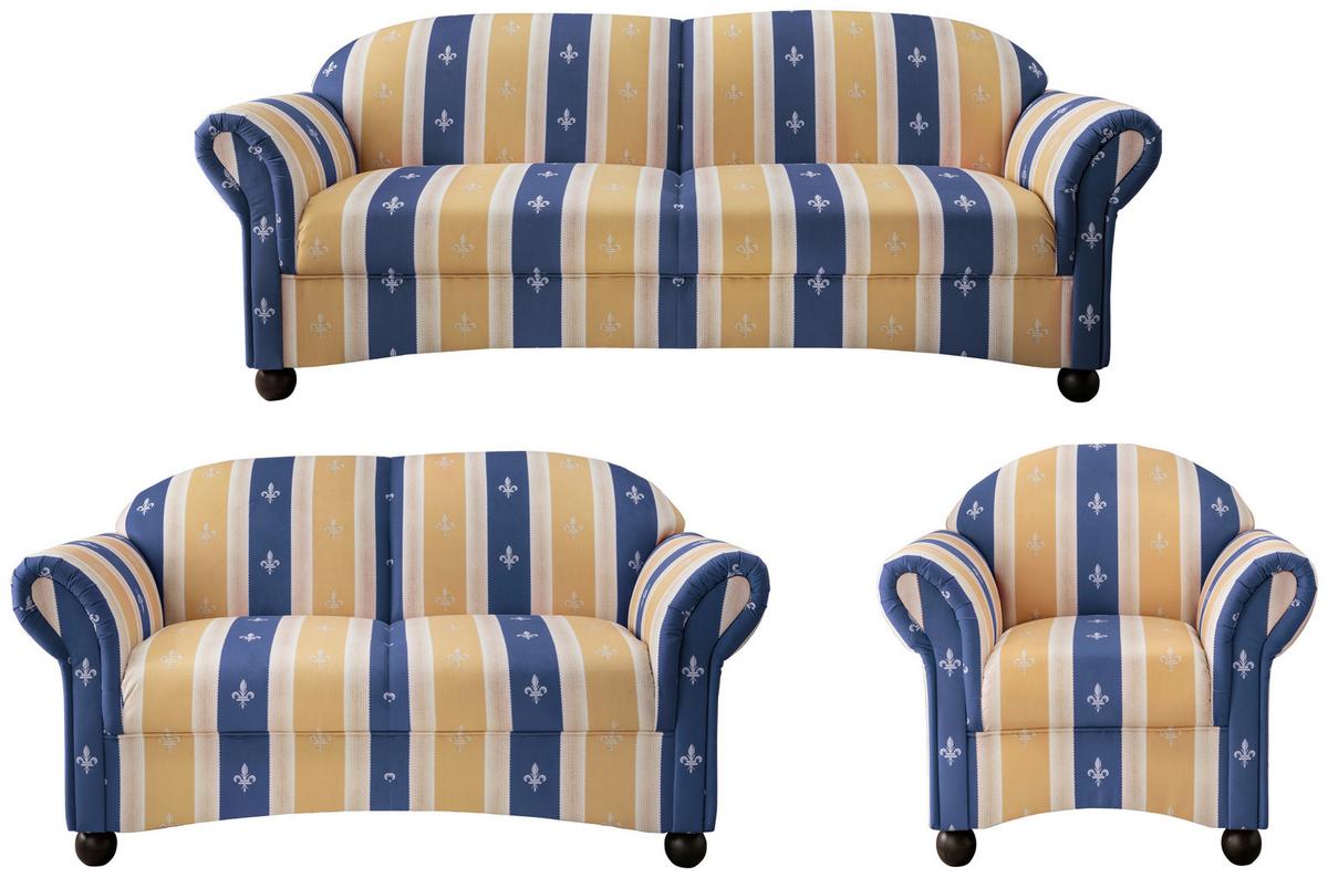 Sitzgarnitur Torello Blau Mikrofaser - Blau/Wengefarben, KONVENTIONELL, Holz/Textil (439/84/80cm) - Livetastic