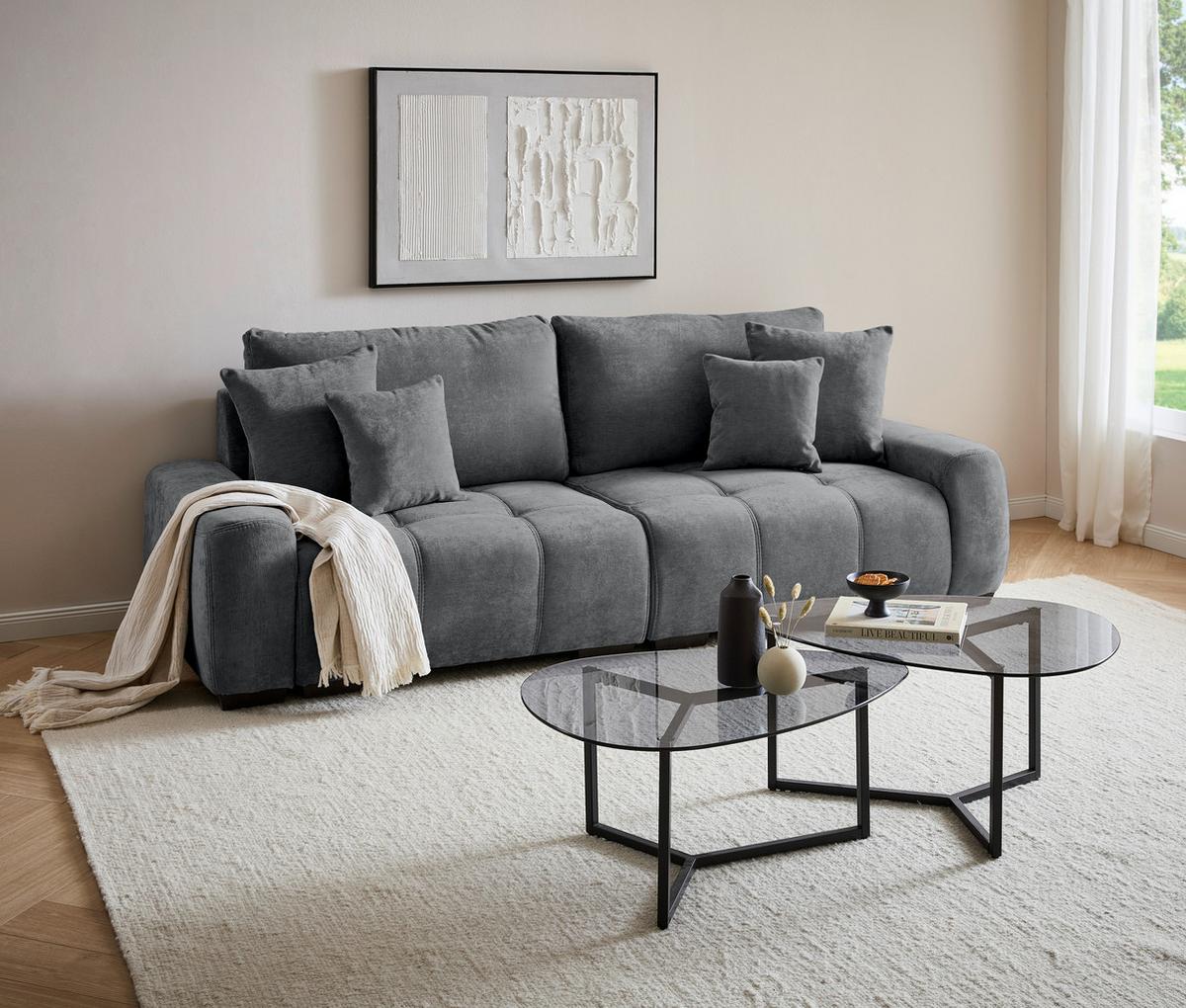 Mega Sofa Toledo - tamno smeđa/tamno siva, Konvencionalno, tekstil/plastika (250/100/90cm) - Best Price