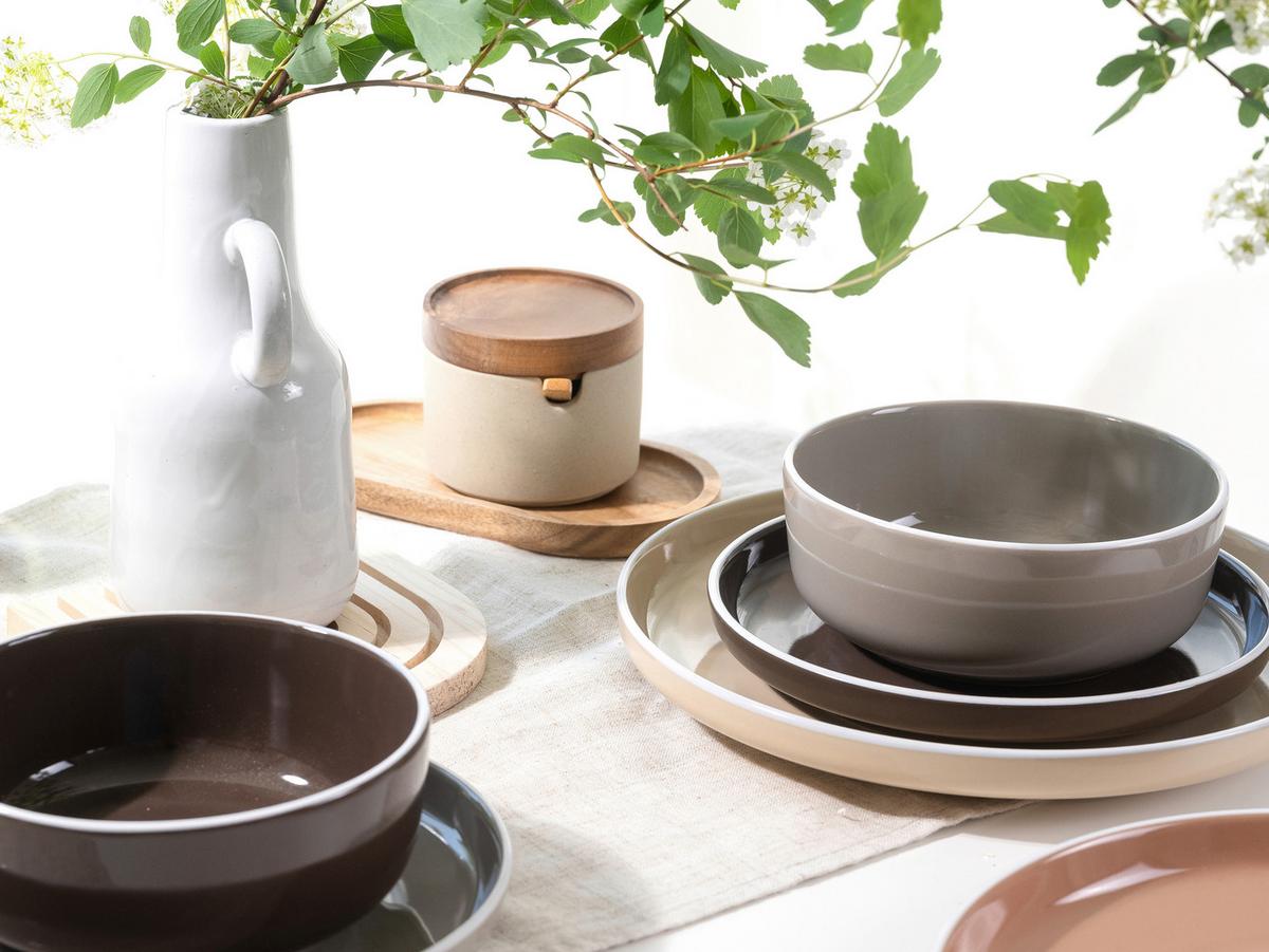 Kombinirani Servis Nordic Mocha, 16-Delni - svetlo rjava/mocha rjava, Basics, keramika - Creatable