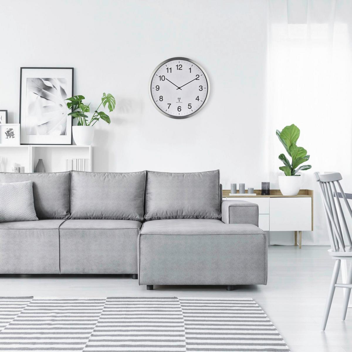 Funkuhr Wanduhr Weiß/Alufarben - Alufarben/Weiß, Basics, Metall (50,8/6,5/50,8cm)