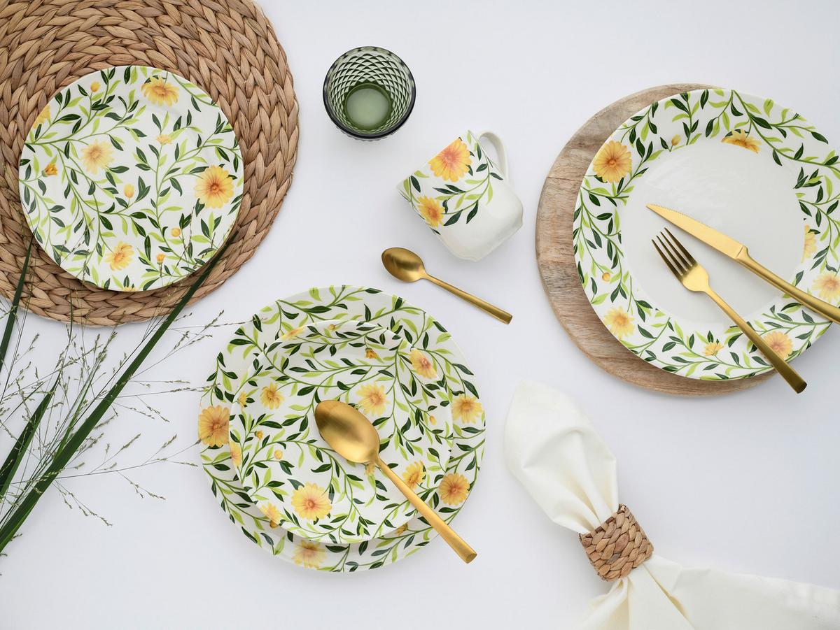 Kombinirani Servis Amarilla, 16-Delni - zelena/bela, Basics, keramika - Creatable