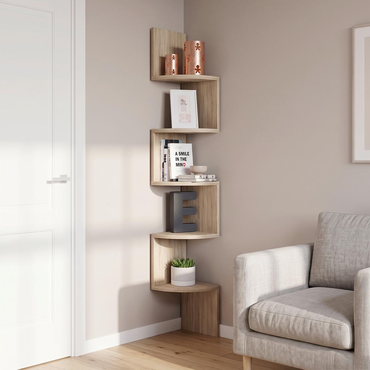 Eckregal MINTIS Sonoma Eiche ca.19x123x19cm - Sonoma Eiche, Basics, Holzwerkstoff (19,6/123,6/19,6cm) - MID.YOU