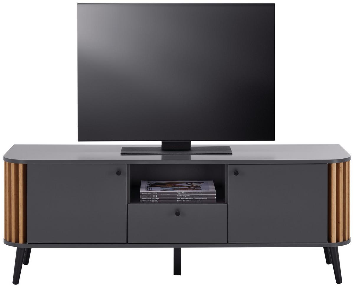 Lowboard in Grau/Naturfarben - Grau, Design, Holzwerkstoff (138/50/40cm) - Premium Living