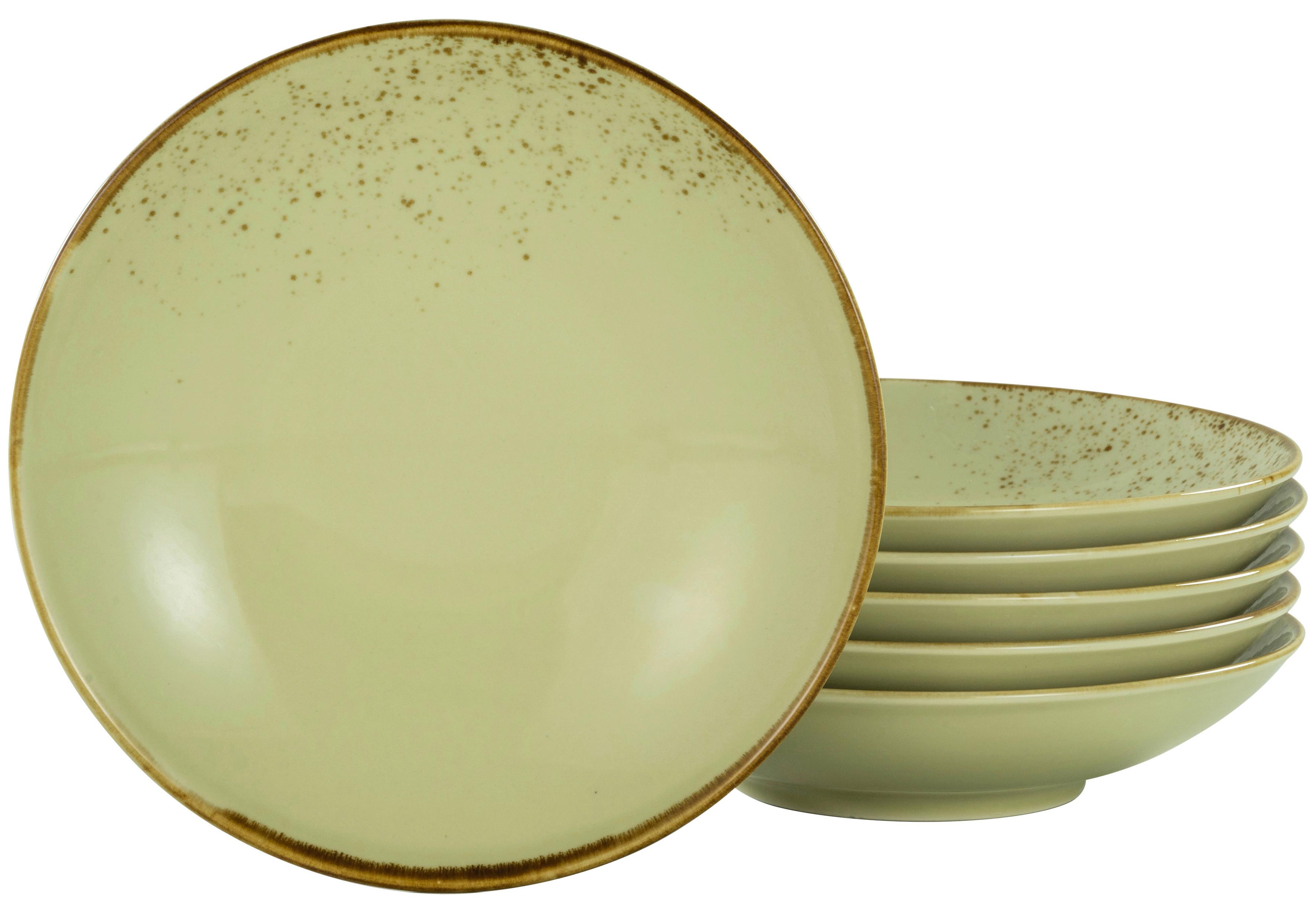 Set Globokih Krožnikov Earth, 6-Delni - žajbljevo zelena, Trend, keramika (22cm) - Creatable