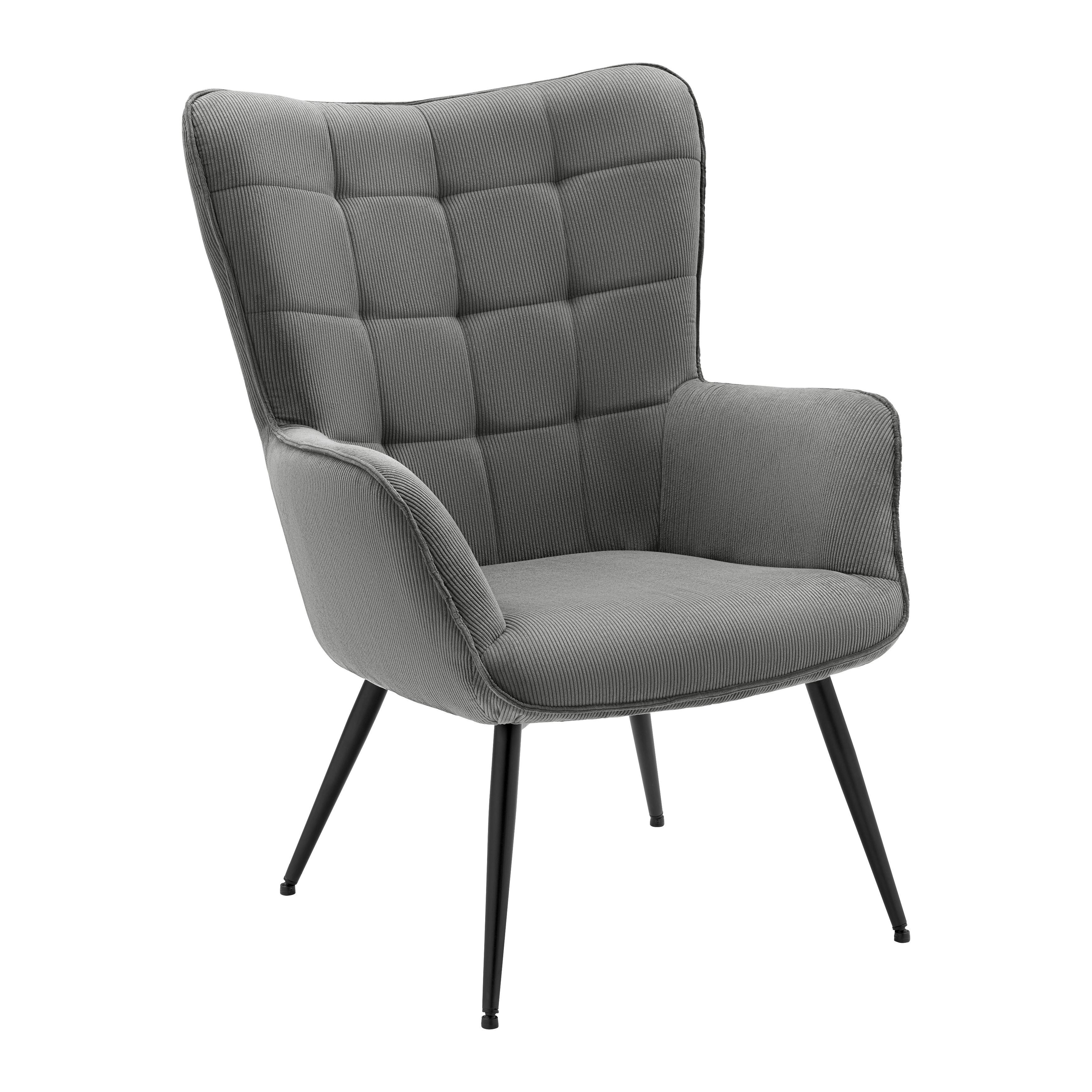 Sessel Gunvor Grau - Schwarz/Grau, MODERN, Holz/Textil (73/97/79cm) - Based