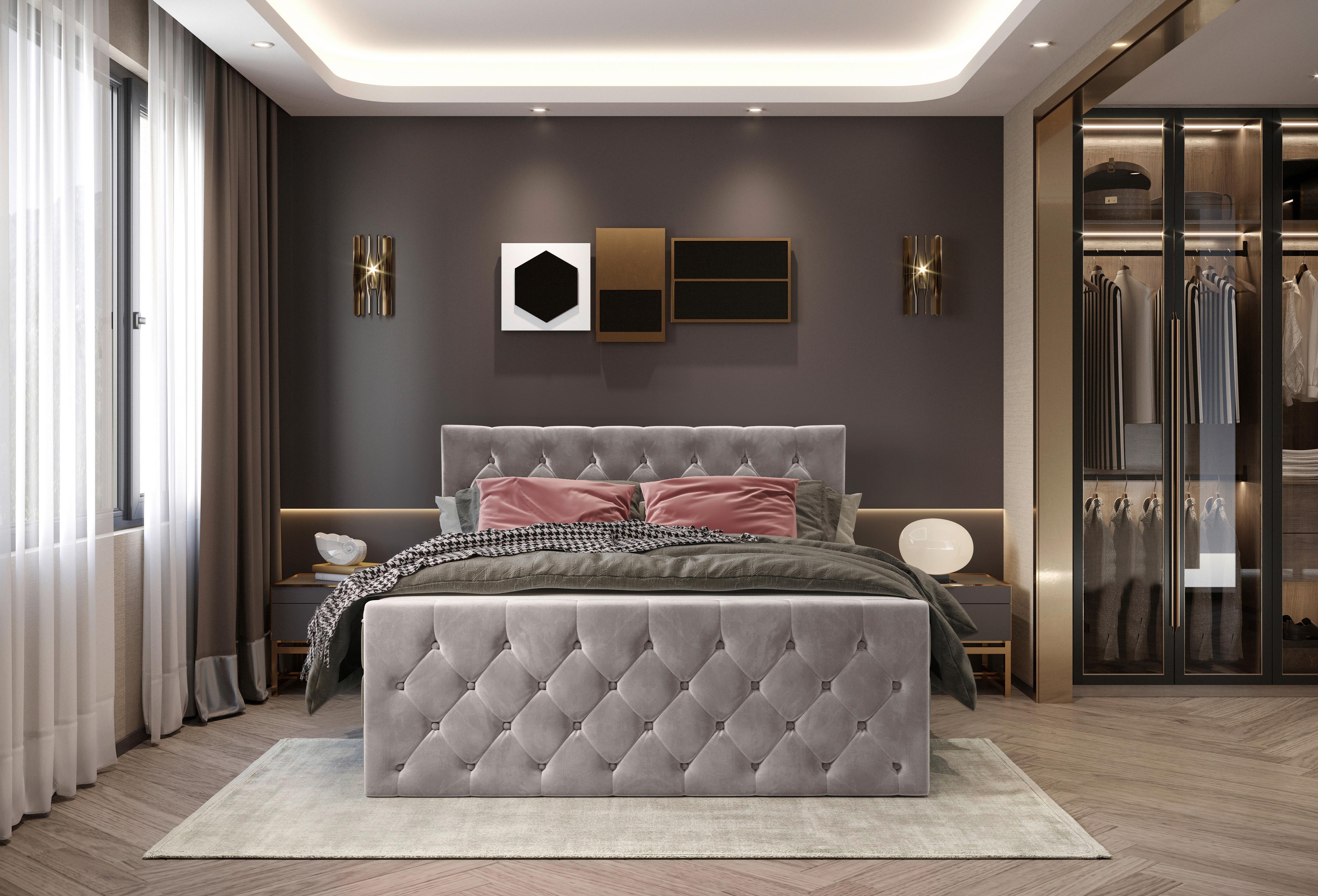 PAT BOXSPRING ELIO - bej, Romantik / Landhaus, textil (160/200cm) - James Wood