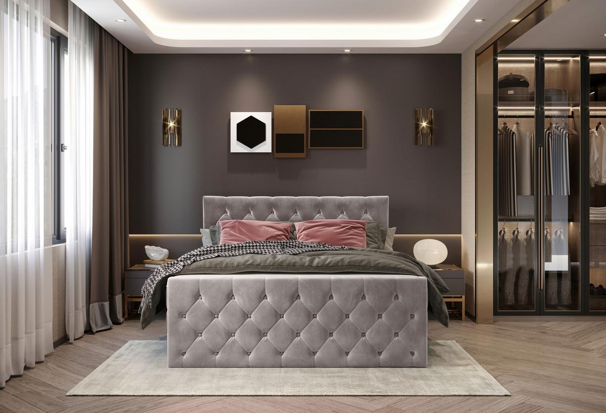 PAT BOXSPRING ELIO - bej, Romantik / Landhaus, textil (140/200cm) - James Wood