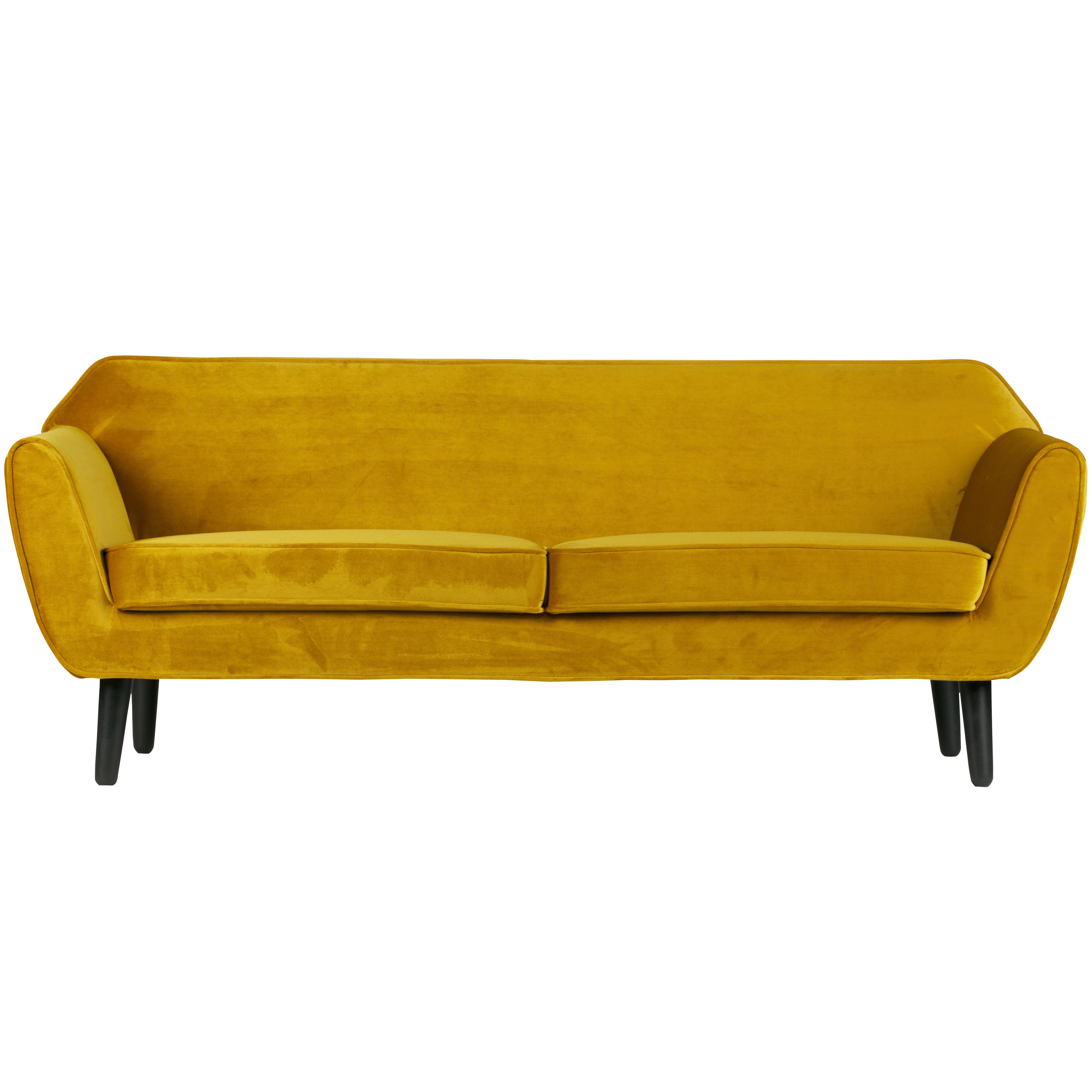 Sofa Rocco Gelb B: 187cm - Gelb/Schwarz, Design, Holz/Textil (187/75/82cm) - Livetastic