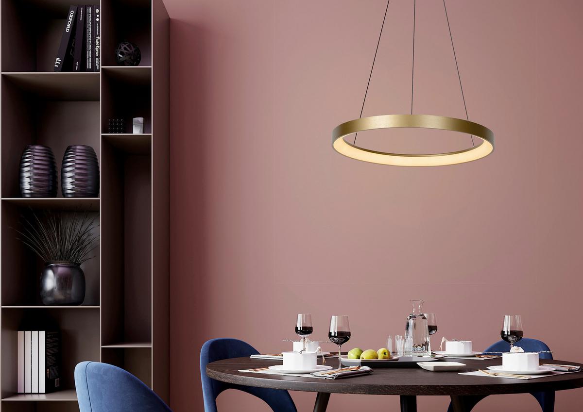 LAMPA WISZĄCA LED 46403/48/02 VIDAL - kolor mosiężny/opal, Design, tworzywo sztuczne/metal (58/150cm) - Lucide