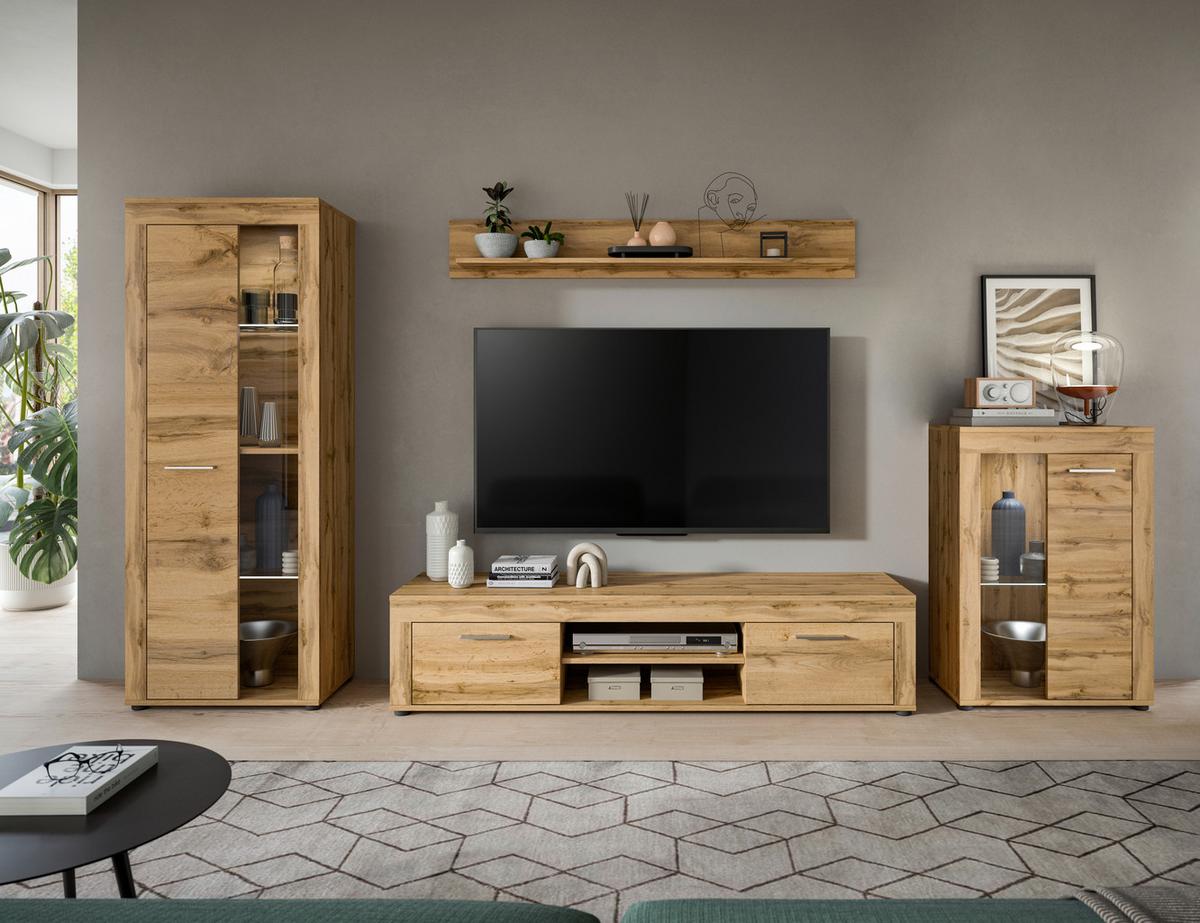 ANSAMBLU MOBILIER CAMERA DE Z JAM - stejar Wotan, Design, sticlă/material pe bază de lemn (310/169/35cm) - Modern Living