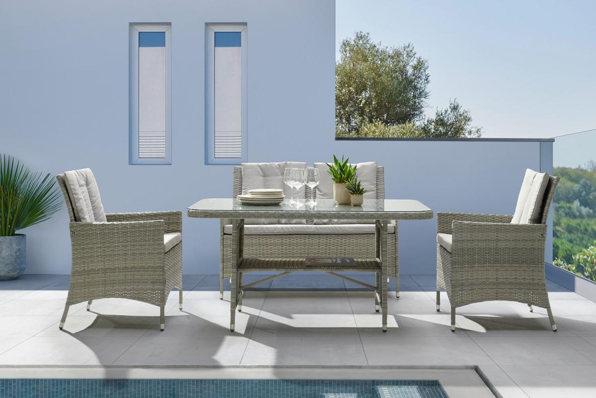 KOMPLET MEBLI TARASOWYCH MARGE - szary, Modern, tworzywo sztuczne/metal (262/129/88cm) - Modern Living