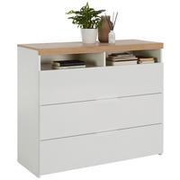Kommode In Weiss/eiche - Weiss Hochglanz/Weiss, Konventionell, Holzwerkstoff/Metall (110/94/45cm) - Premium Living
