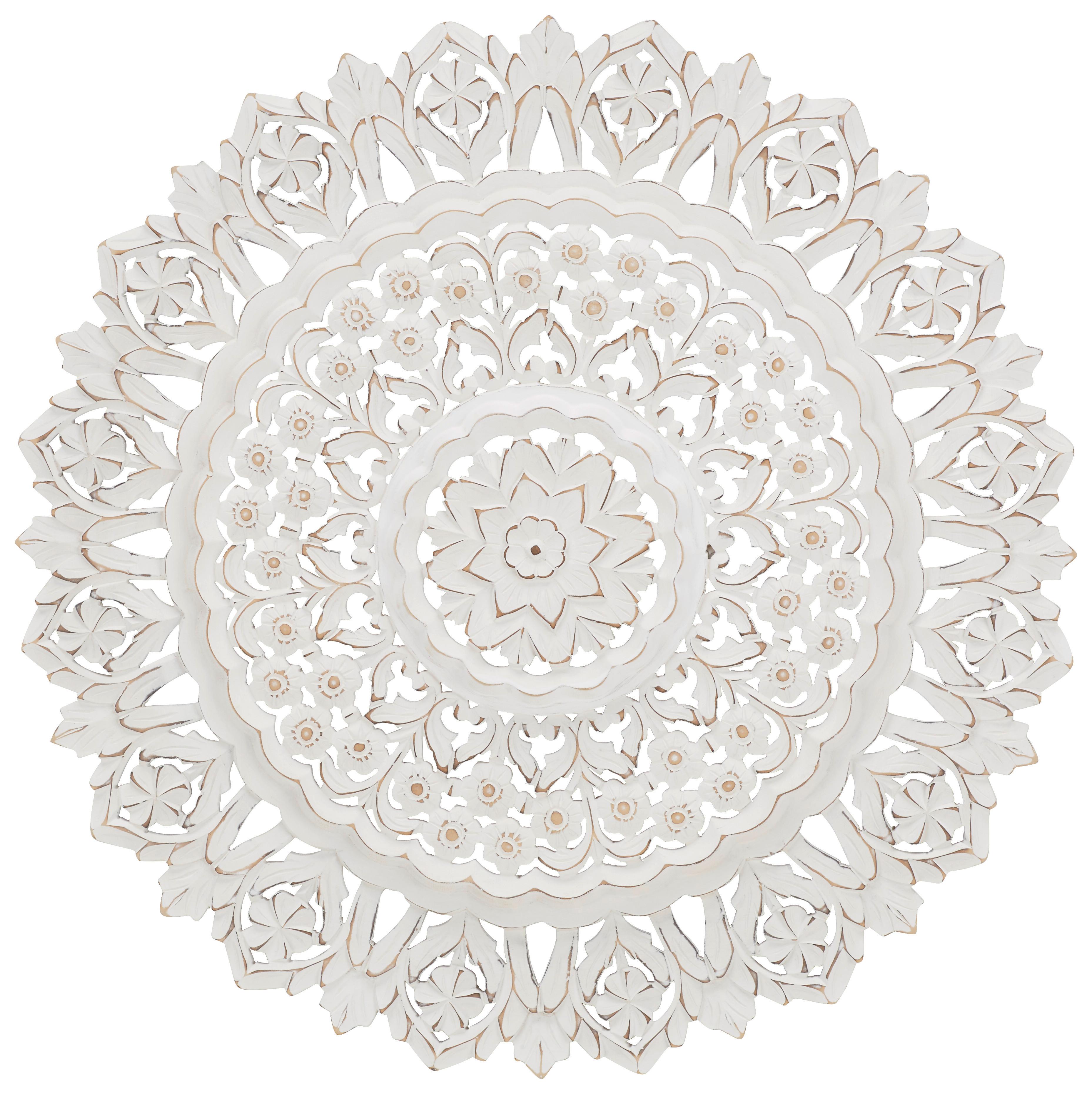 Wanddeko in Weiß - Weiß/Grau, ROMANTIK / LANDHAUS, Holzwerkstoff/Metall (90/90/5cm) - Mömax