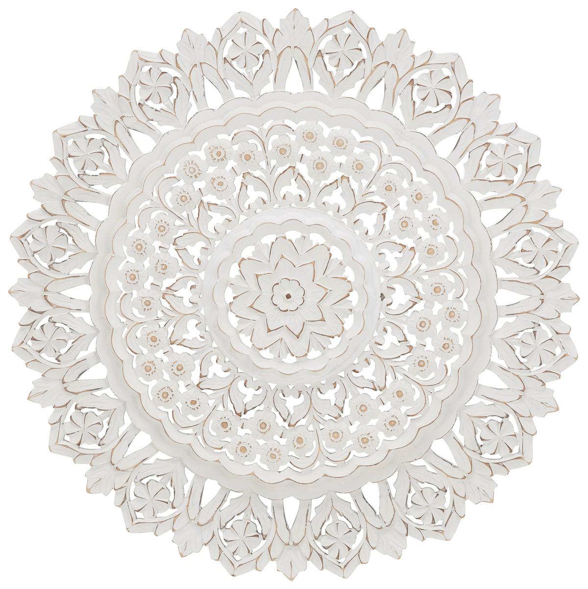 Wanddeko in Weiß - Weiß/Grau, ROMANTIK / LANDHAUS, Holzwerkstoff/Metall (90/90/5cm) - Mömax